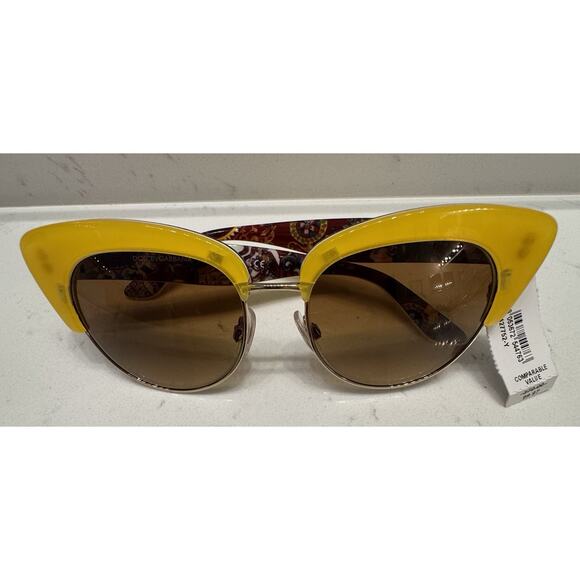 Dolce & Gabbana DG4277 Sicilian Cat Eye Sunglasses in Yellow Acetate No Case NWT - Picture 3 of 8